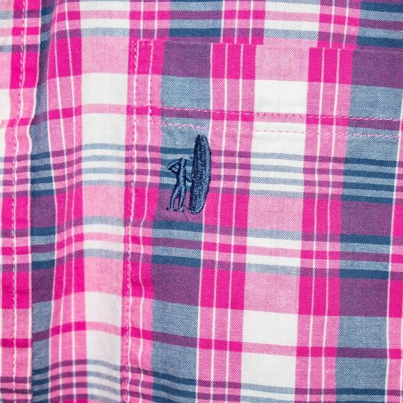 Johnnie-O Medium Pink Button Down Shirt Surfer Logo Plaid - Picture 6 of 6